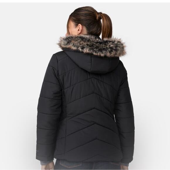 Free Country Black Down Puffer Jacket with Faux Fur Hood - Picture 11 of 11